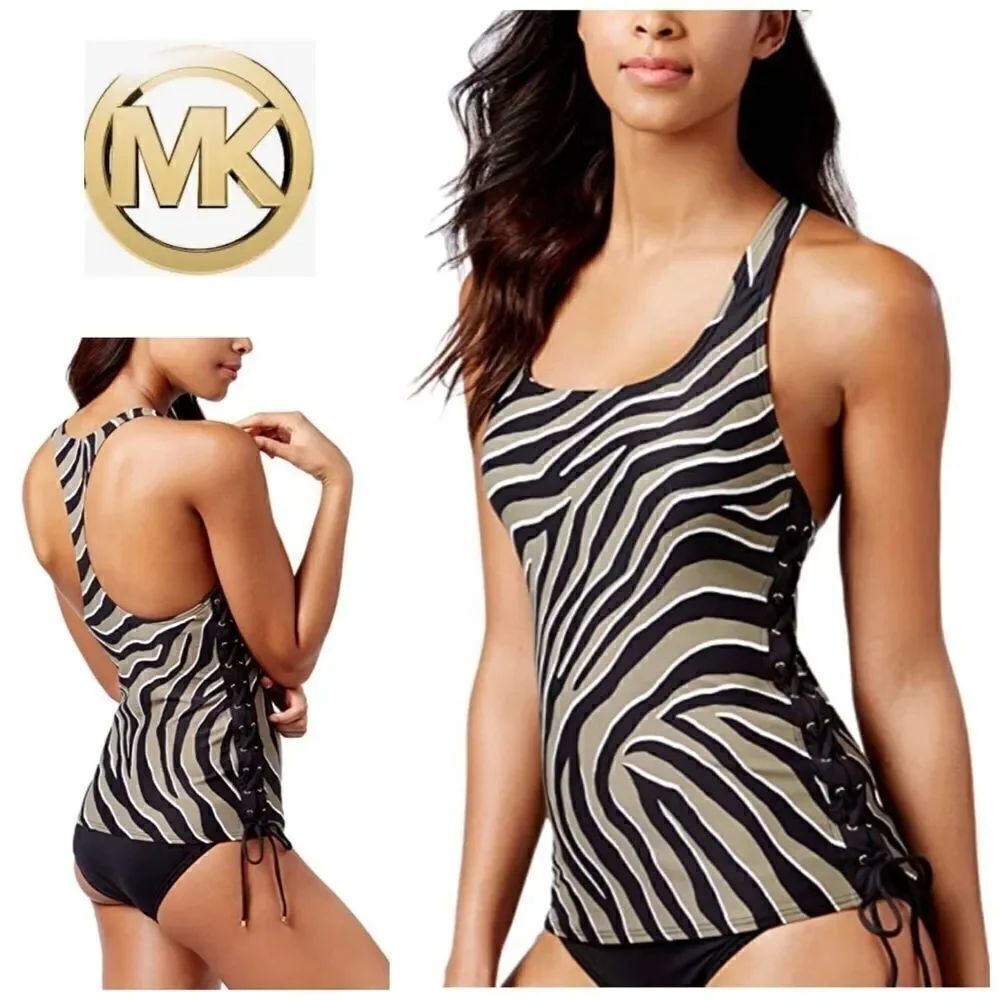 Michael Kors animal print tankini top. Small. NWT